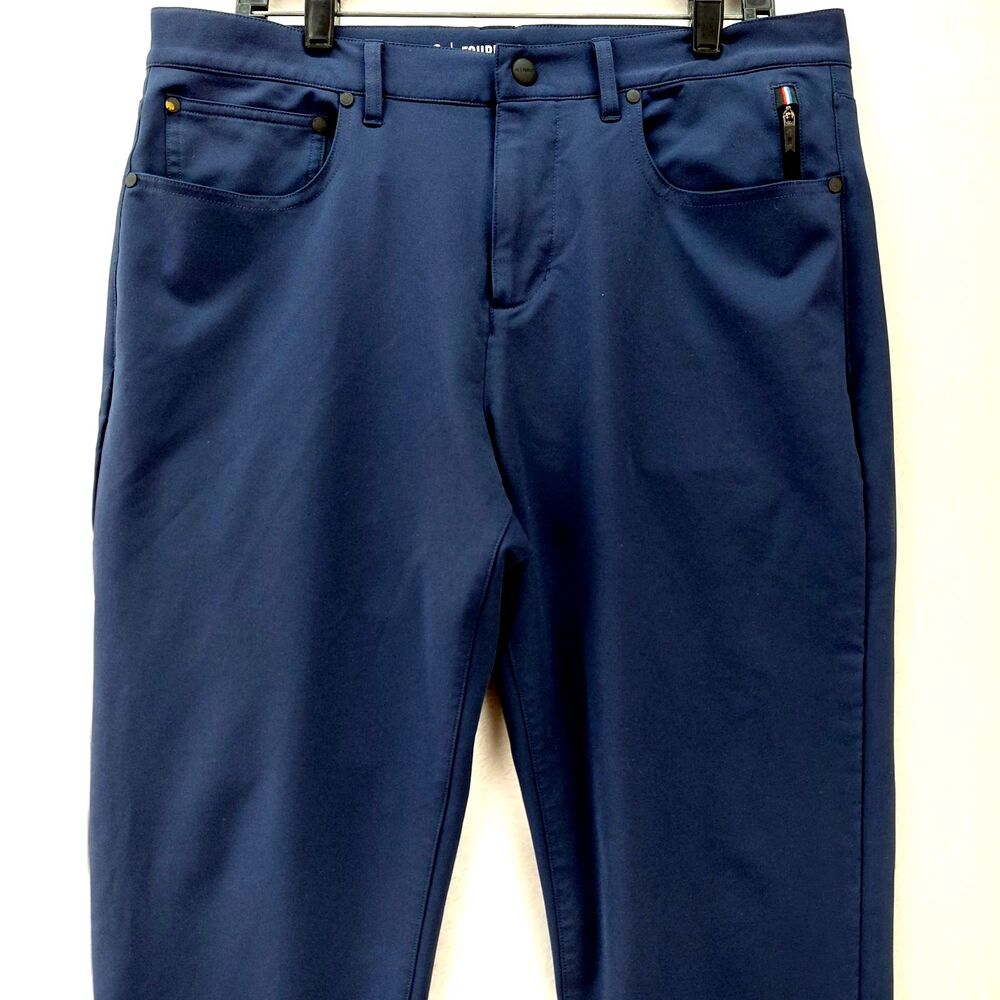 FourLaps Pants Mens 34X32 Blue Traverse Athletic Fit 4-Way Stretch Golf Chinos - Picture 3 of 12